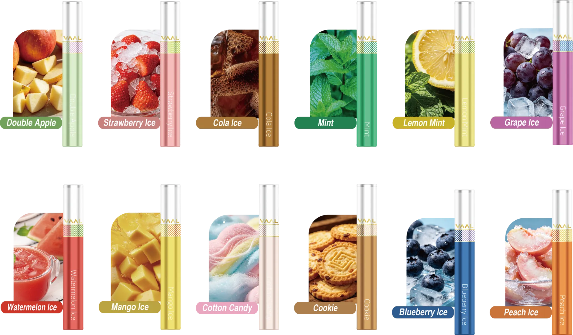 Full range of VAAL Slim Box flavored pods collection