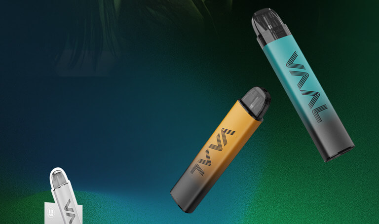 Specification of VAAL CC Vape Kit: 900mAh battery, USB-C charging, 1.2ohm mesh coil.